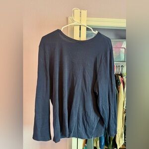Lauren Ralph Lauren Women’s 3X Navy Blue Long Sleeve Cotton Top RL Logo